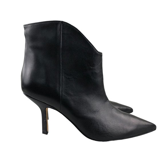 MARC FISHER Women's 9.5M Haylian Black Leather Pointy Toe High Heel Ankle Bootie - Picture 1 of 14